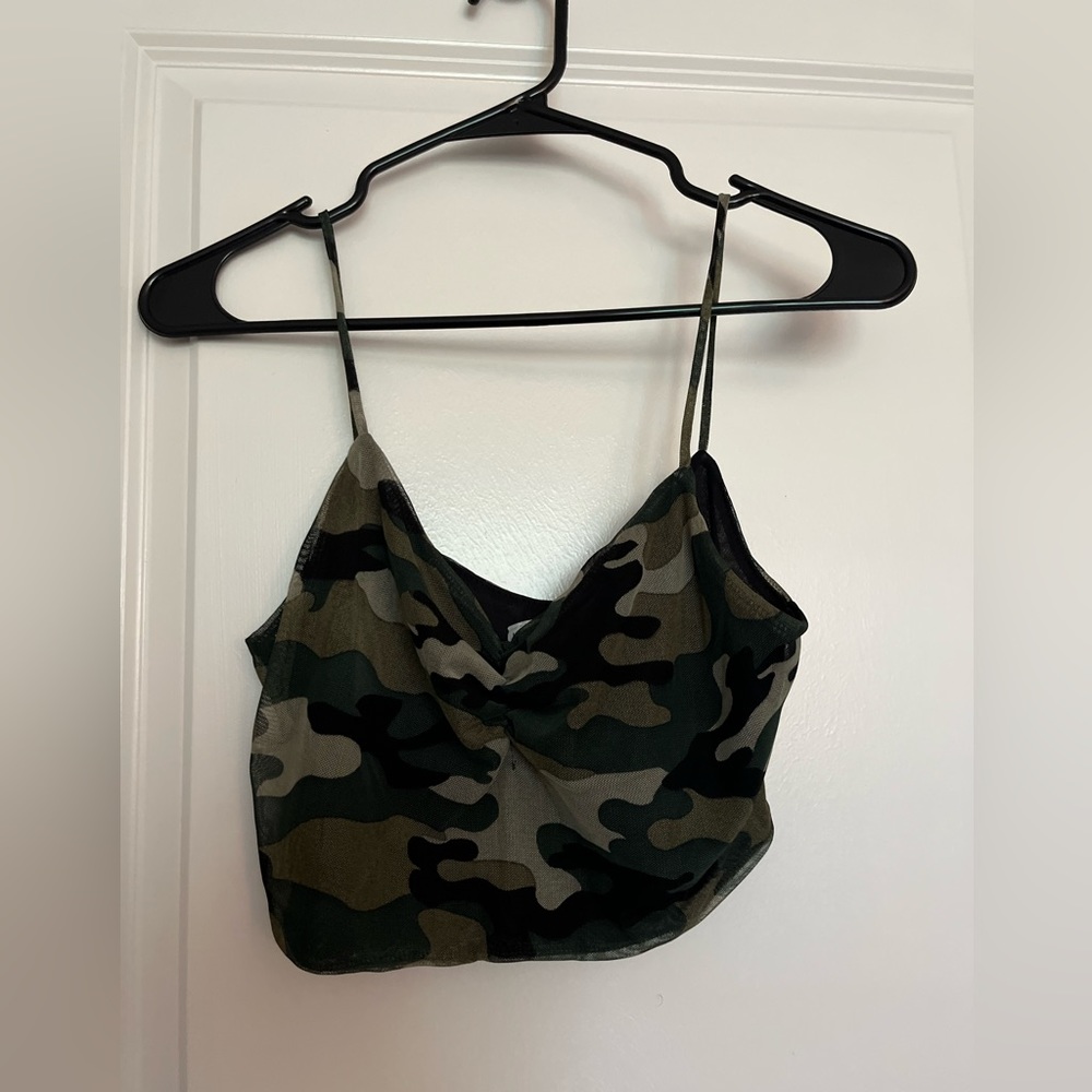Camo spaghetti strap tank top